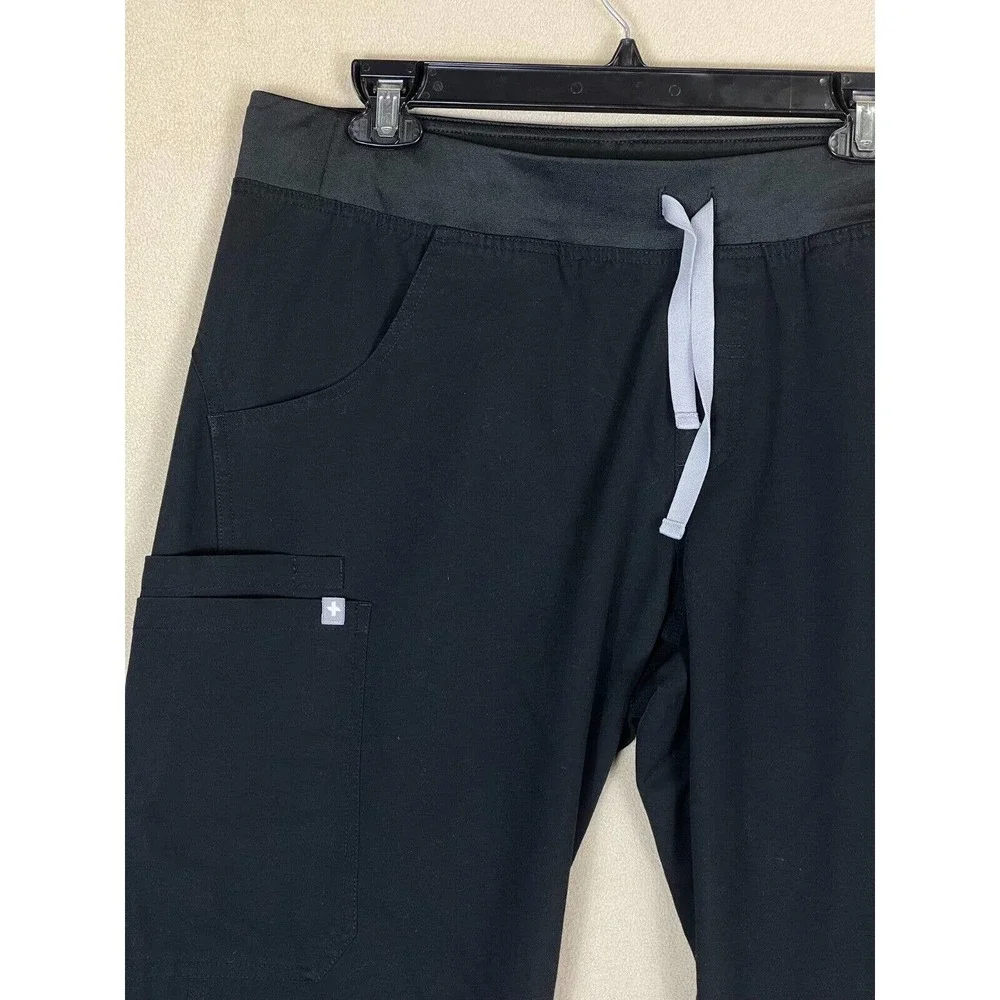 Figs Technical Collection Scrub Pants Mens L Black Elastic Waist‎ w Drawstring